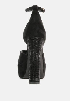 BEATY Black Rhinestones High Block Heeled Sandals 14 BEATY Black Rhinestones High Block Heeled Sandals -Rag & Co 08