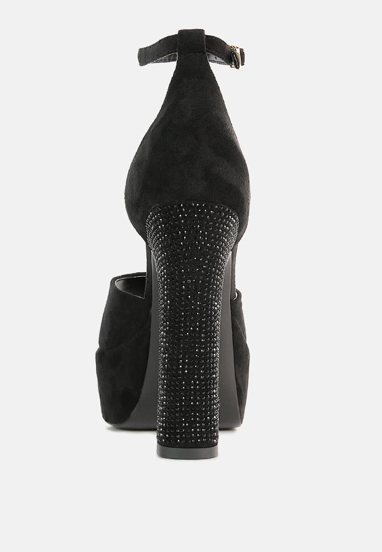 BEATY Black Rhinestones High Block Heeled Sandals 8 BEATY Black Rhinestones High Block Heeled Sandals - Image 6