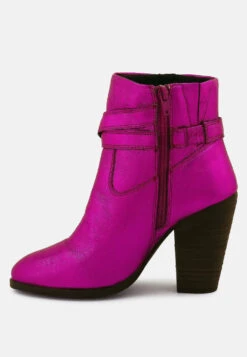 CAT-TRACK Fuchsia Metallic Leather Ankle Boots -Rag & Co 2 0de72d57 a472 4fc0 9991 5b37efc8c061