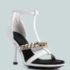 DAKOTA Metal Chain Embellishment Sandals In White 1 DAKOTA Metal Chain Embellishment Sandals In White -Rag & Co 2 17b5c03e e82f 4d44 9fee 9530ae3360d6