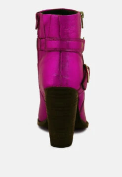 CAT-TRACK Fuchsia Metallic Leather Ankle Boots -Rag & Co 5 3411c09c 72a9 44e3 912b f726e52d04e5