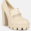 CORINNE Beige Chain Embellished Chunky Loafers -Rag & Co 762X110001 0b48b526 18c1 4561 8b92 d7494856f810