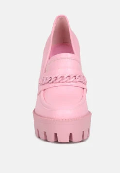 CORINNE Pink Chain Embellished Chunky Loafers 11 CORINNE Pink Chain Embellished Chunky Loafers -Rag & Co 762X110003