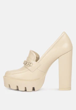 CORINNE Beige Chain Embellished Chunky Loafers -Rag & Co 762X110003 612be514 eecb 4fd5 9ece efd4fb4cd07e