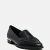 ANNA Black Leather Slip-on Loafers -Rag & Co ANNABlackLeatherSlip onLoafers RCSH2232 Black 3