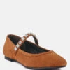 ASSISI Tan Fine Suede Mary Jane Ballet Flats 1 ASSISI Tan Fine Suede Mary Jane Ballet Flats -Rag & Co ASSISIFineSuedeMaryJaneBalletBlats RCSH3269 Tan 3
