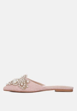 ASTRE Pearl Embellished Shimmer Mules In Blush -Rag & Co ASTREPearlEmbellishedShimmerMulesInBlush RCSH3110 blush 6