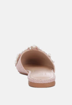 ASTRE Pearl Embellished Shimmer Mules In Blush -Rag & Co ASTREPearlEmbellishedShimmerMulesInBlush RCSH3110 blush 8
