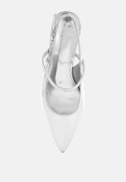 Abloom Kitten Heel Slingback Sandals -Rag & Co AbloomKittenHeelSlingbackSandalsRCSH5197SILVER 7