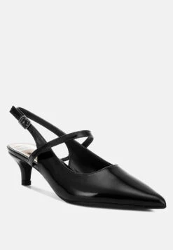 Abloom Kitten Heel Slingback Sandals -Rag & Co Abloom Kitten Heel Slingback Sandals RCSH5197 BLACK 3