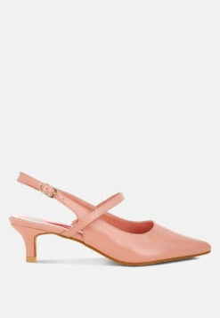 Abloom Kitten Heel Slingback Sandals -Rag & Co Abloom Kitten Heel Slingback Sandals RCSH5197 PINK 5