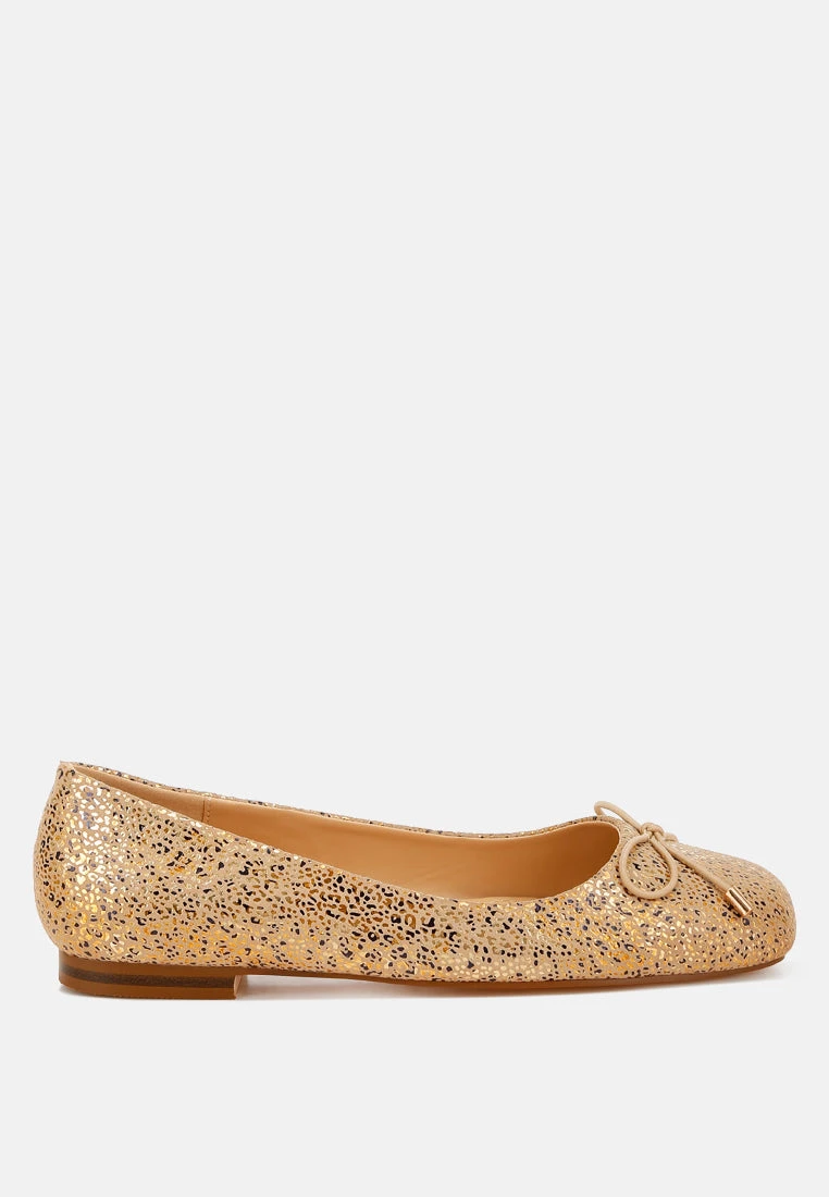 Apollon Bow Detail Foil Print Suede Ballerinas 3 Apollon Bow Detail Foil Print Suede Ballerinas