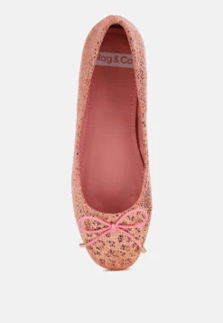 Apollon Bow Detail Foil Print Suede Ballerinas 25 Apollon Bow Detail Foil Print Suede Ballerinas -Rag & Co Apollon Bow Detail Embossed Suede Ballerinas RCSH5125 Pink 3 729e0c81 b198 43f5 88d3 a2caf7dde896