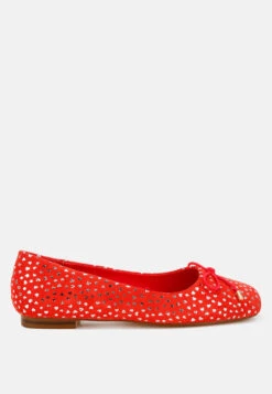 Apollon Bow Detail Foil Print Suede Ballerinas 27 Apollon Bow Detail Foil Print Suede Ballerinas -Rag & Co Apollon Bow Detail Embossed Suede Ballerinas RCSH5125 Red 1 757a8d7d 046b 4050 a947 f074a9bbdac5