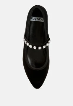 Aralia Velvet Mary Jane Ballerinas -Rag & Co AraliaVelvetMaryJaneBallerinasRCSH5159BLACK 2