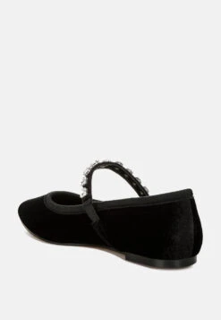 Aralia Velvet Mary Jane Ballerinas -Rag & Co AraliaVelvetMaryJaneBallerinasRCSH5159BLACK 9