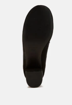 Astra Block Heel Genuine Suede Loafers -Rag & Co Astra Block Heel Suede Loafers RCSH5190 BLACK 3