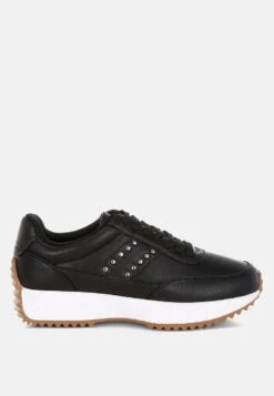 Athion Studded Real Leather Sneakers 19 Athion Studded Real Leather Sneakers -Rag & Co AthionStuddedRealLeatherSneakersRCSH5551 9
