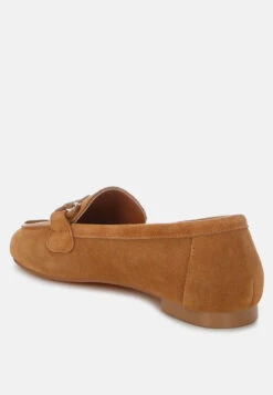 Awen Monochromatic Horsebit Real Suede Loafers -Rag & Co AwenMonochromaticHorsebitRealSuedeLoafersRCSH5479TAN 2