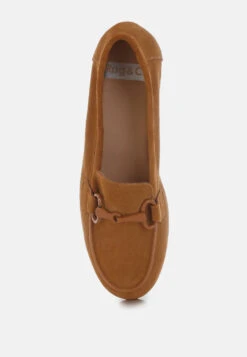 Awen Monochromatic Horsebit Real Suede Loafers -Rag & Co AwenMonochromaticHorsebitRealSuedeLoafersRCSH5479TAN 4
