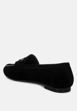 Awen Monochromatic Horsebit Real Suede Loafers -Rag & Co Awen Monochromatic Horsebit Real Suede Loafers RCSH5479 BLACK 1