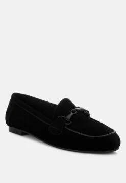 Awen Monochromatic Horsebit Real Suede Loafers -Rag & Co Awen Monochromatic Horsebit Real Suede Loafers RCSH5479 BLACK 6