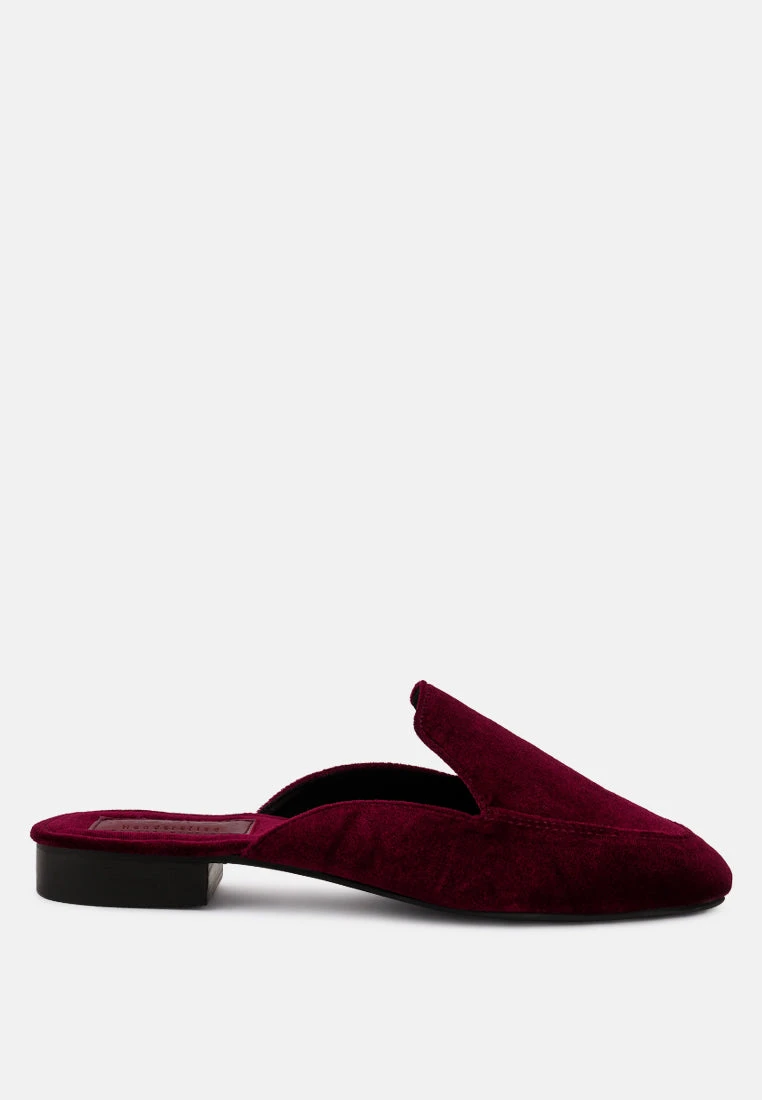 BATISTE Burgundy Velvet Handcrafted Mules 4 BATISTE Burgundy Velvet Handcrafted Mules - Image 2