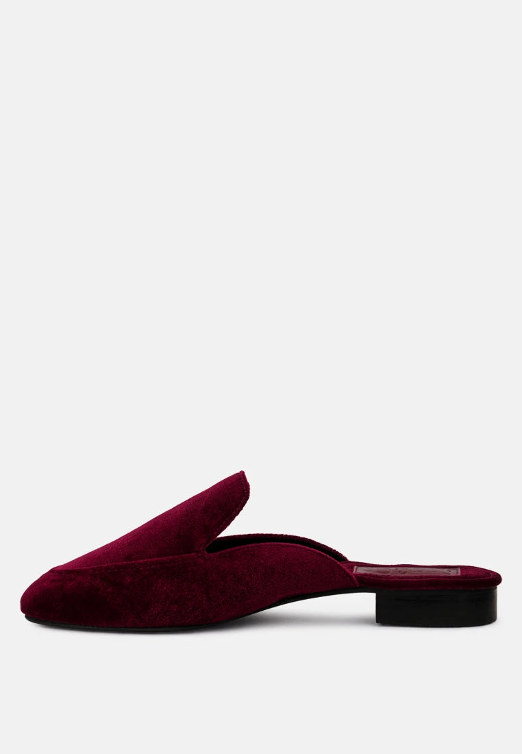 BATISTE Burgundy Velvet Handcrafted Mules 6 BATISTE Burgundy Velvet Handcrafted Mules - Image 4