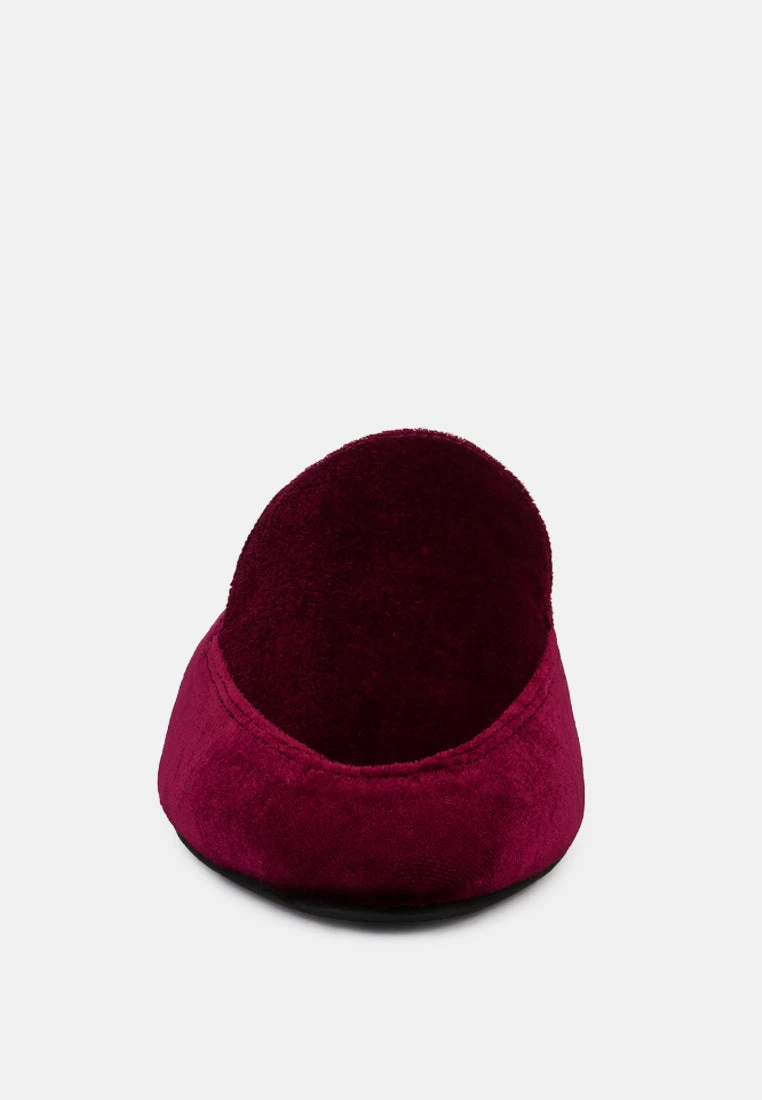 BATISTE Burgundy Velvet Handcrafted Mules 5 BATISTE Burgundy Velvet Handcrafted Mules - Image 3