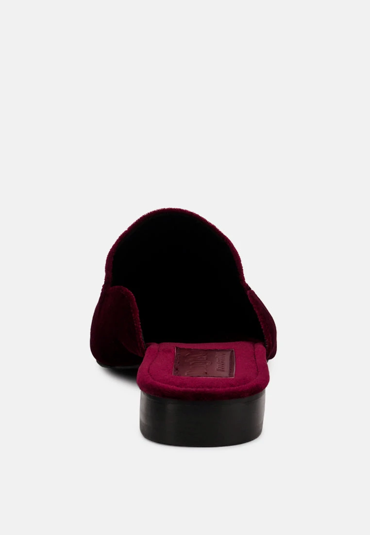 BATISTE Burgundy Velvet Handcrafted Mules 7 BATISTE Burgundy Velvet Handcrafted Mules - Image 5