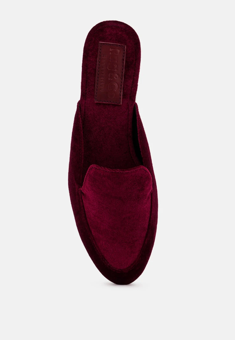 BATISTE Burgundy Velvet Handcrafted Mules 8 BATISTE Burgundy Velvet Handcrafted Mules - Image 6