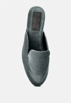 BATISTE Grey Velvet Handcrafted Mules -Rag & Co BATISTEGreyVelvetHandcraftedMules RCSH3124 Grey 5