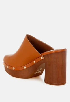 Benji Recycled Leather Clogs -Rag & Co Benji Recycled Leather Clogs RCSH4774R TAN 2