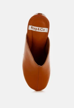 Benji Recycled Leather Clogs -Rag & Co Benji Recycled Leather Clogs RCSH4774R TAN 5