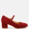 Bettola Shimmer Suede Mary Jane Sandals 2 Bettola Shimmer Suede Mary Jane Sandals -Rag & Co Bettola Shimmer Suede Mary Jane Sandals RCSH5131 RED 6