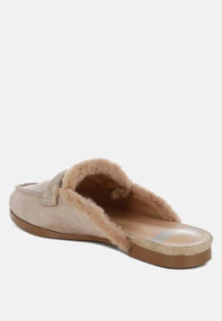 Bosnia Real Suede Leather & Faux Fur Slip On Mules 19 Bosnia Real Suede Leather & Faux Fur Slip On Mules -Rag & Co BosniaSuede FauxFurSlipOnMulesRCSH5203BEIGE 1