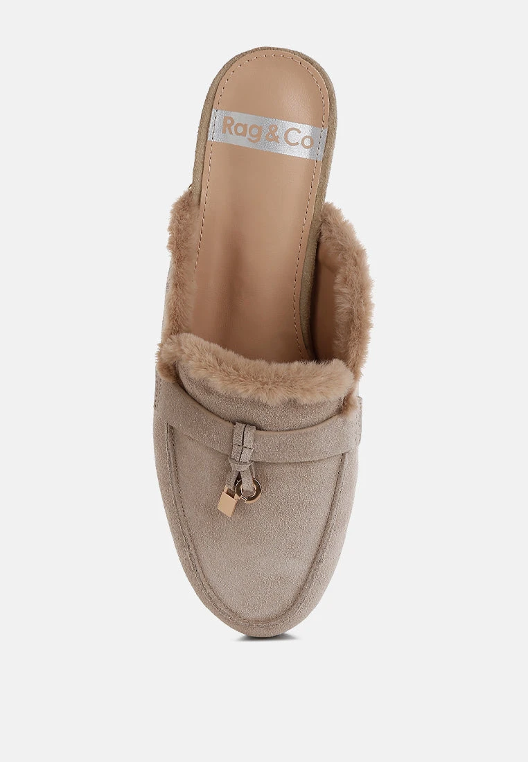 Bosnia Real Suede Leather & Faux Fur Slip On Mules 6 Bosnia Real Suede Leather & Faux Fur Slip On Mules - Image 4