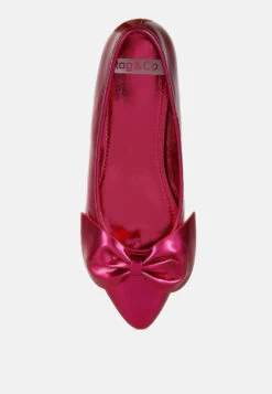 Bromelia Metallic Pleather Bow Ballerinas 27 Bromelia Metallic Pleather Bow Ballerinas -Rag & Co BromeliaMetallicPleatherBowBallerinas SH4969FUCHSIA 2
