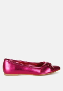 Bromelia Metallic Pleather Bow Ballerinas 24 Bromelia Metallic Pleather Bow Ballerinas -Rag & Co BromeliaMetallicPleatherBowBallerinas SH4969FUCHSIA 5