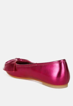 Bromelia Metallic Pleather Bow Ballerinas 26 Bromelia Metallic Pleather Bow Ballerinas -Rag & Co BromeliaMetallicPleatherBowBallerinas SH4969FUCHSIA 9