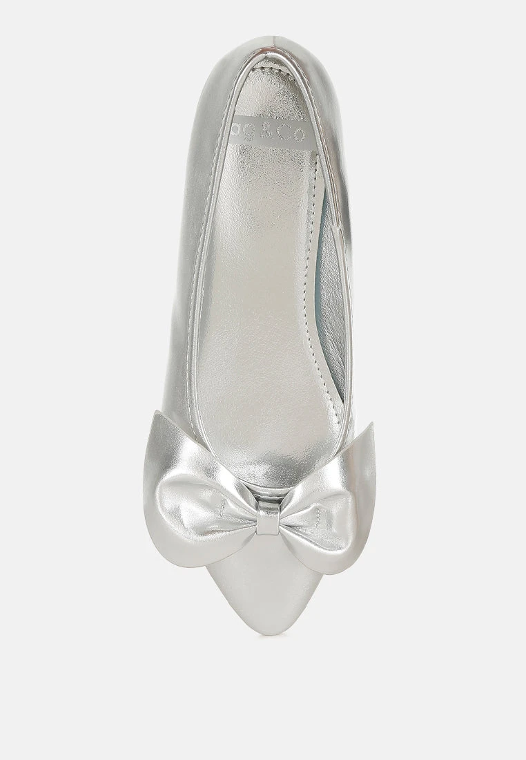 Bromelia Metallic Pleather Bow Ballerinas 6 Bromelia Metallic Pleather Bow Ballerinas - Image 4