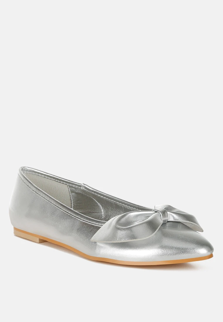 Bromelia Metallic Pleather Bow Ballerinas 4 Bromelia Metallic Pleather Bow Ballerinas - Image 2