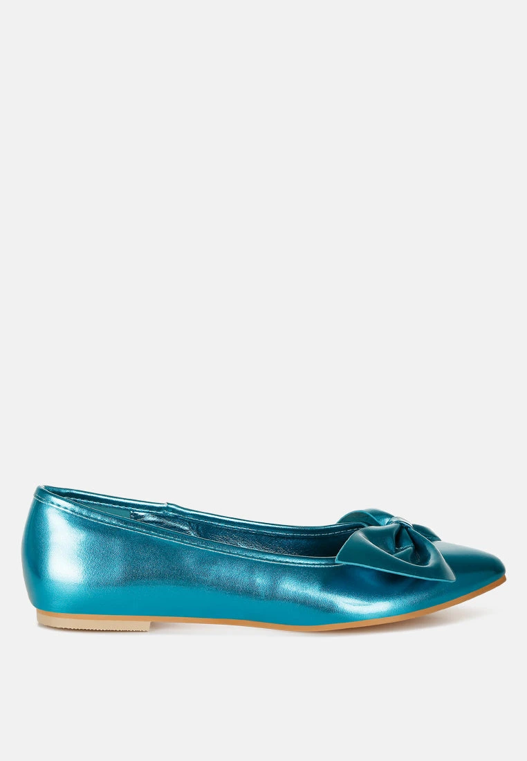 Bromelia Metallic Pleather Bow Ballerinas 13 Bromelia Metallic Pleather Bow Ballerinas - Image 11