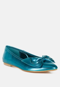 Bromelia Metallic Pleather Bow Ballerinas 31 Bromelia Metallic Pleather Bow Ballerinas -Rag & Co Bromelia Metallic Pleather Bow Ballerinas RCSH4969 BLUE 4
