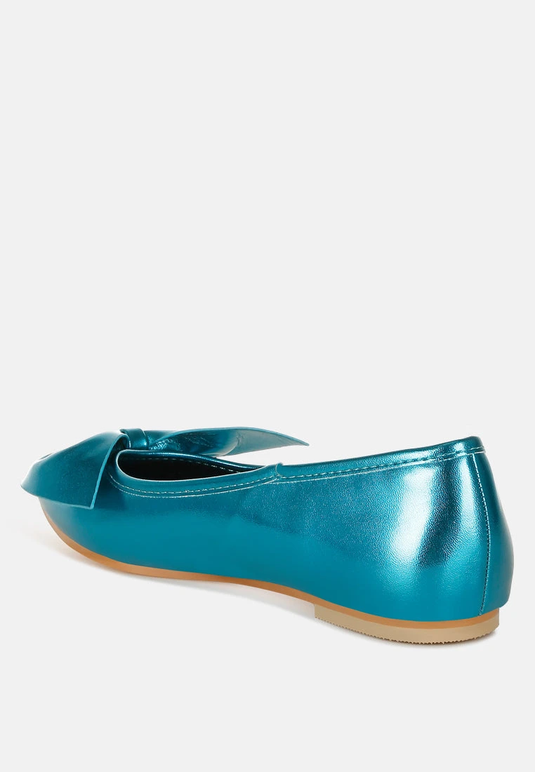 Bromelia Metallic Pleather Bow Ballerinas 16 Bromelia Metallic Pleather Bow Ballerinas - Image 14