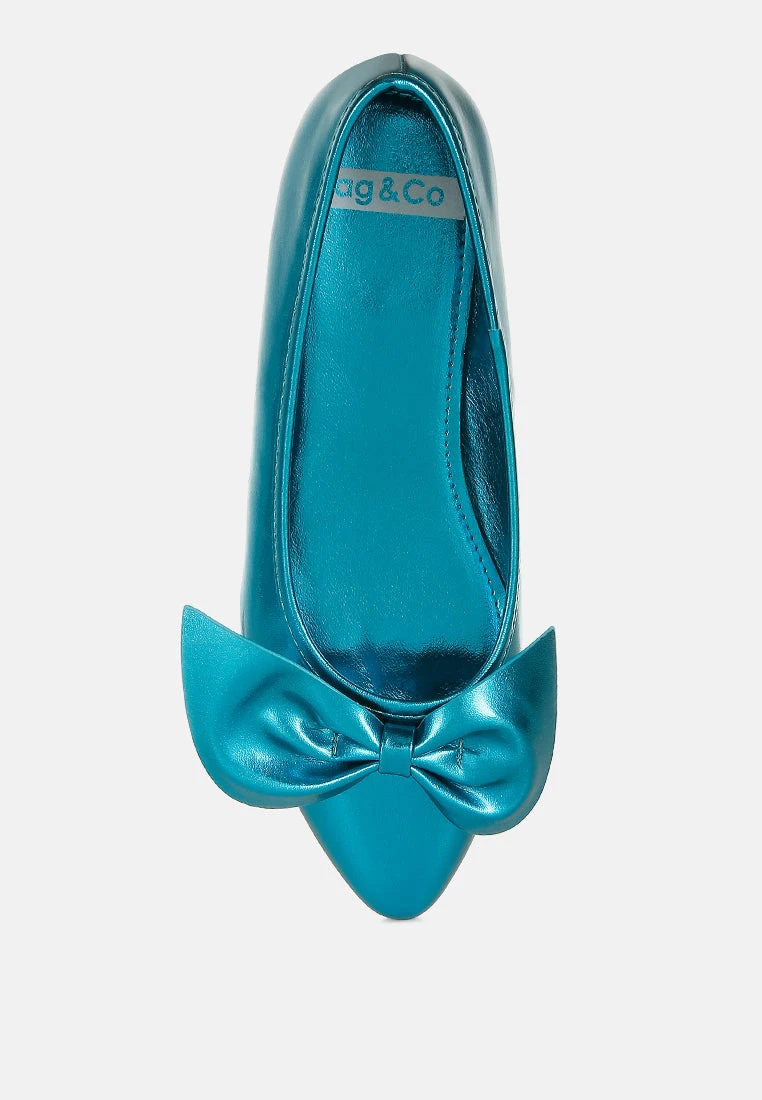 Bromelia Metallic Pleather Bow Ballerinas 17 Bromelia Metallic Pleather Bow Ballerinas - Image 15