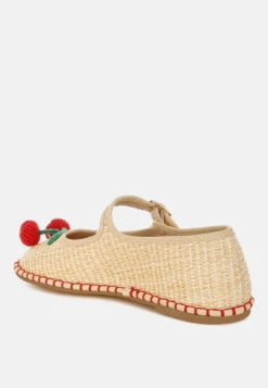 Brunch Date Cherry Accent Mary Jane Flats -Rag & Co BrunchDateCherryAccentMaryJaneFlatsRCSH5614BEIGE 2