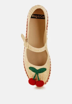 Brunch Date Cherry Accent Mary Jane Flats -Rag & Co BrunchDateCherryAccentMaryJaneFlatsRCSH5614BEIGE 4