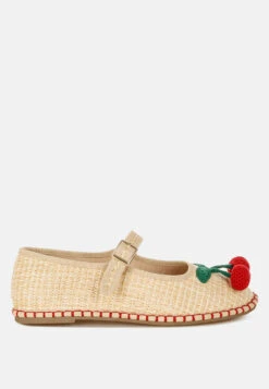 Brunch Date Cherry Accent Mary Jane Flats -Rag & Co BrunchDateCherryAccentMaryJaneFlatsRCSH5614BEIGE 7