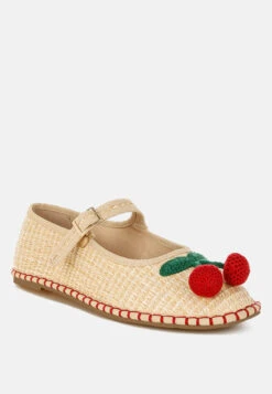 Brunch Date Cherry Accent Mary Jane Flats -Rag & Co BrunchDateCherryAccentMaryJaneFlatsRCSH5614BEIGE 8